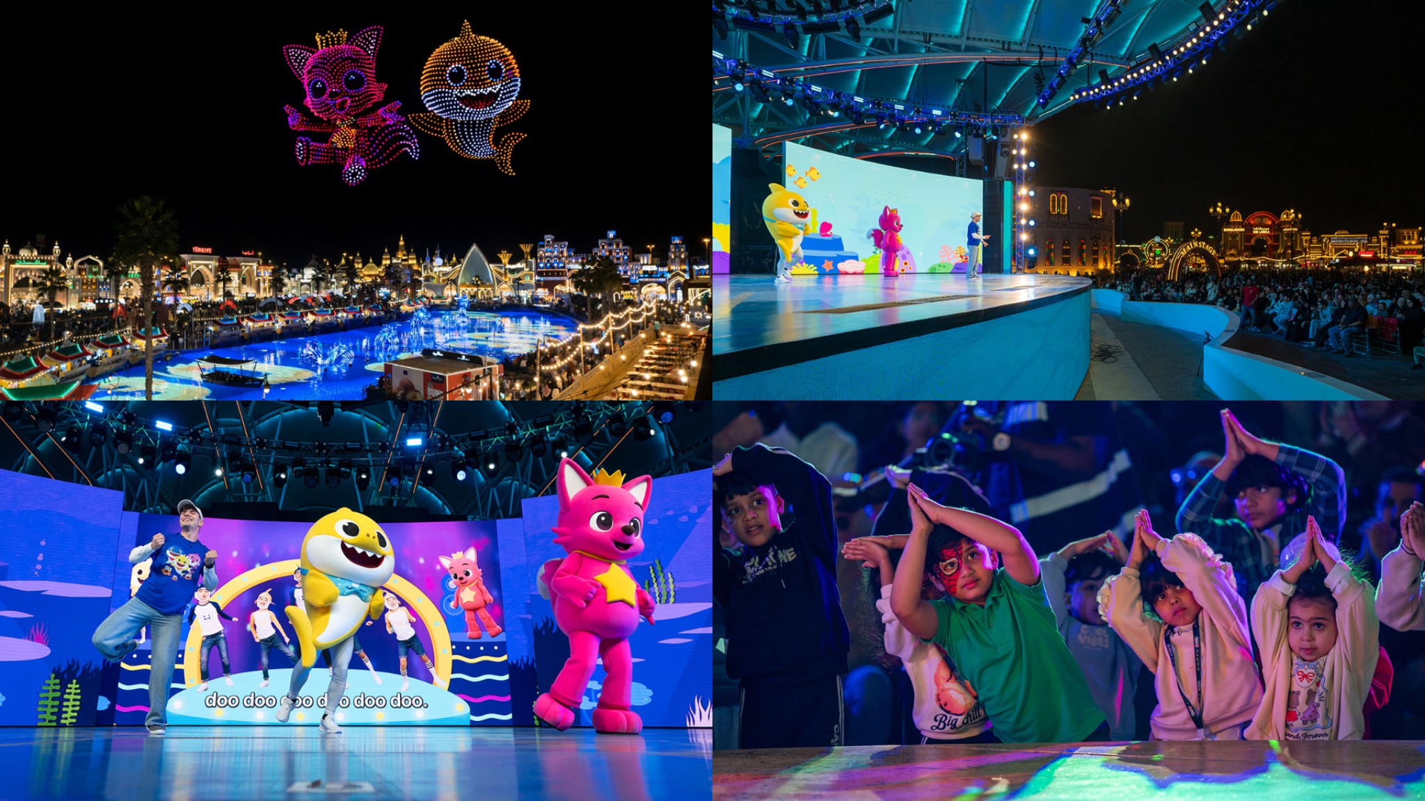 두바이 밤하늘에 뜬 핑크퐁·아기상어!